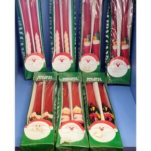 14 Vintage 10" Holiday Taper Candles Red White Christmas Decor Lot of 7 Boxes